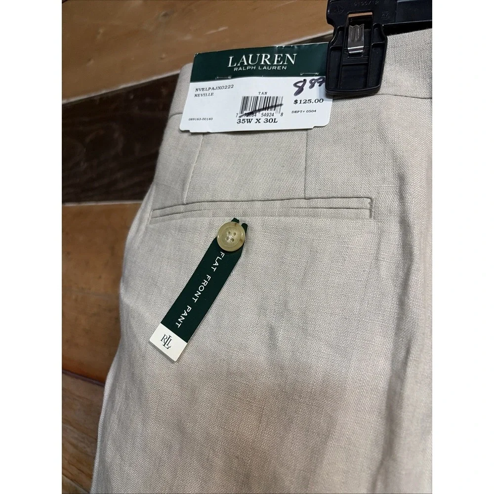 Lauren Ralph Lauren Mens Neville Straight 100% Linen Dress Pants 35X30 - Picture 10 of 12